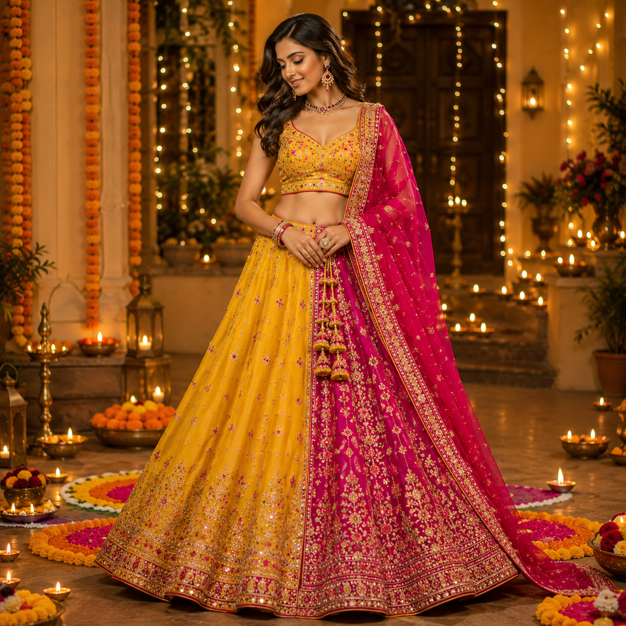 ChatGPT Image May 30, 2026, 11_49_21 PM Yellow & Pink Stylish Lehanga - Image 1