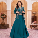 Green Stylish Crop Top Lehenga