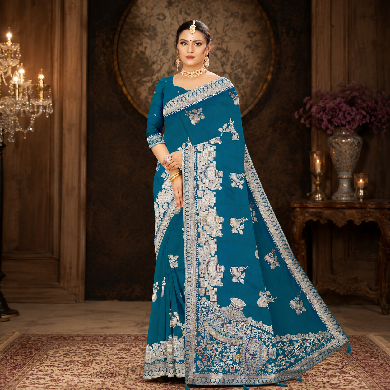 ChatGPT Image May 31, 2026, 12_55_23 AM Light Green Matte Saree - Image 1