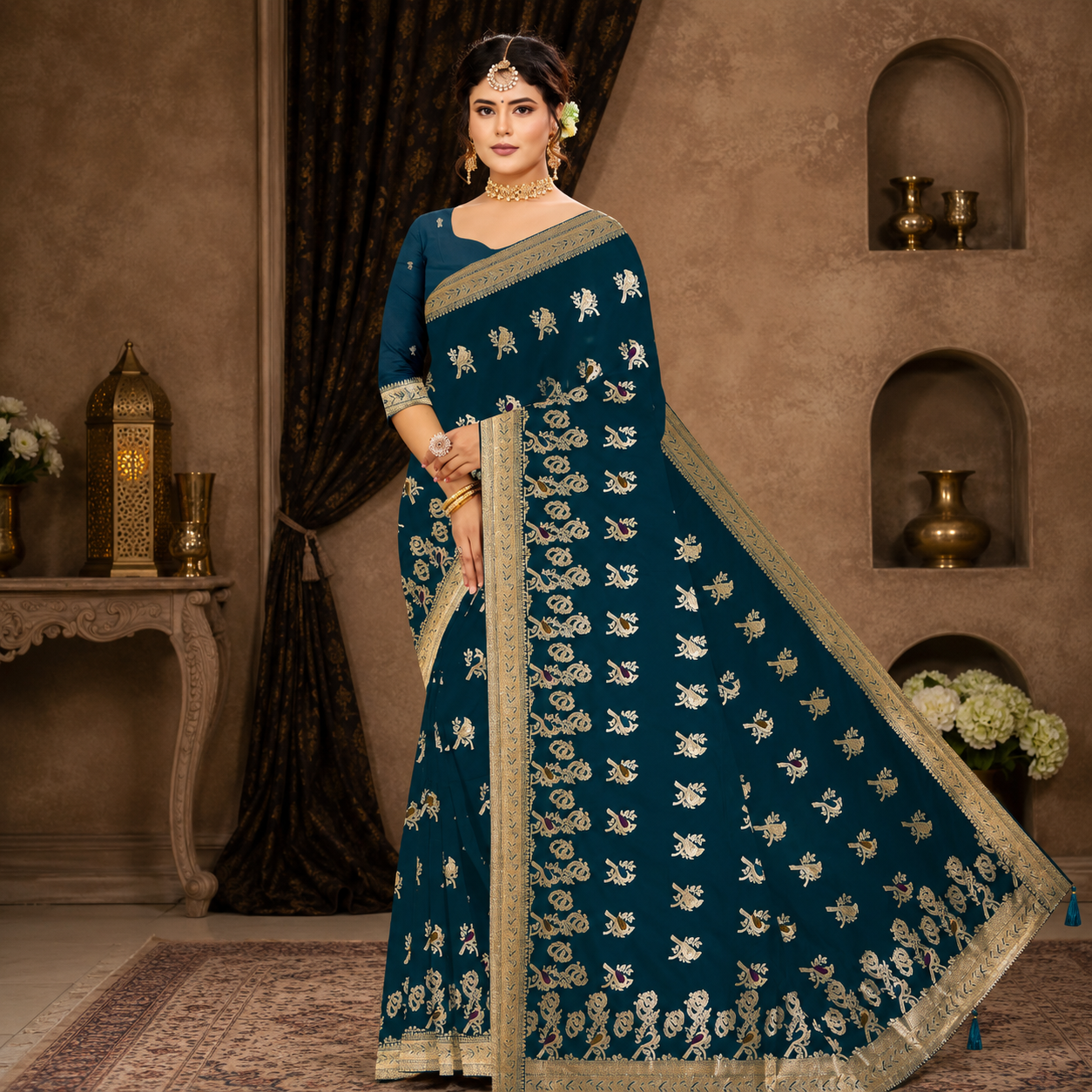 ChatGPT Image May 31, 2026, 12_55_29 AM Matte Dark Green Saree - Image 1