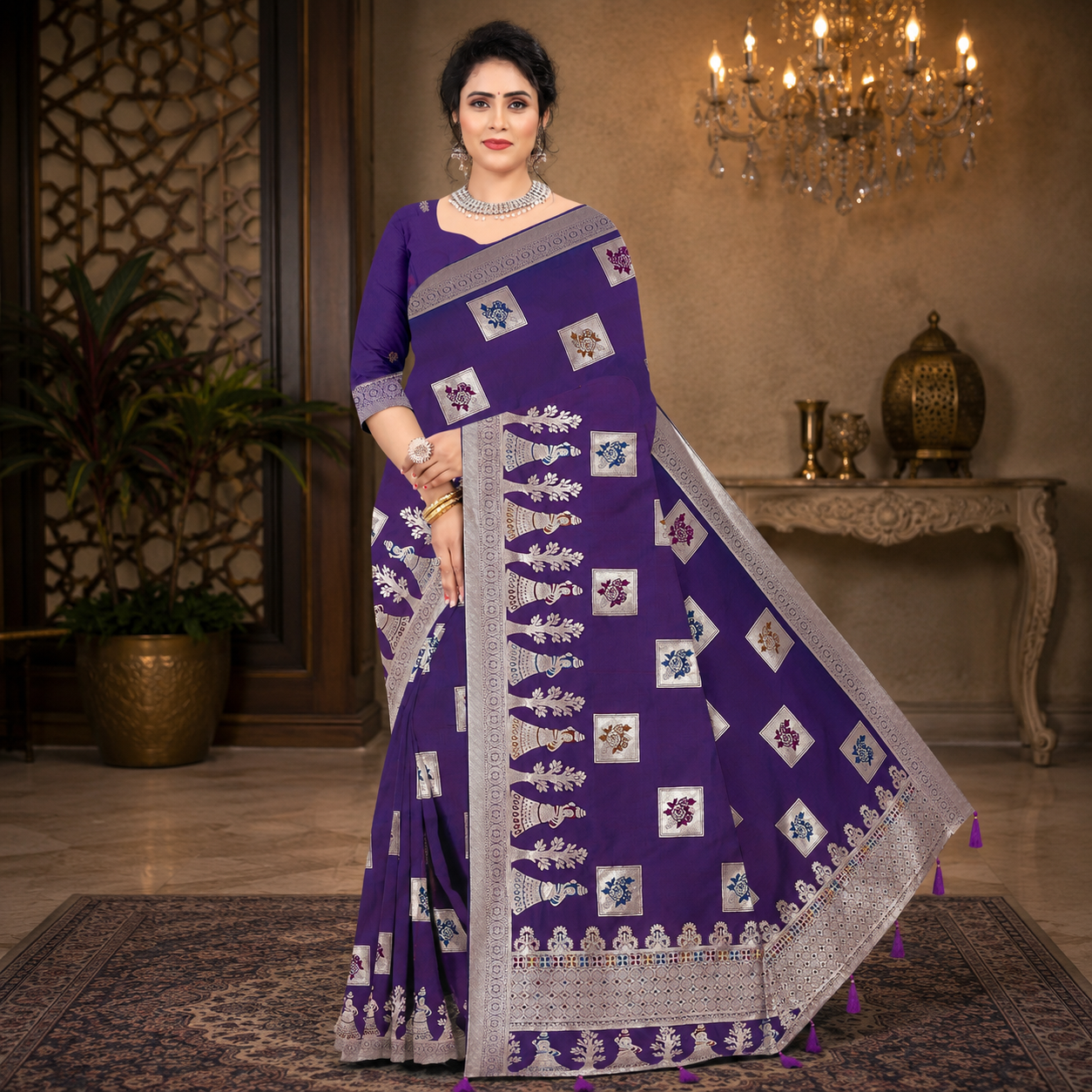 ChatGPT Image May 31, 2026, 12_56_26 AM Matte Blue Saree - Image 1